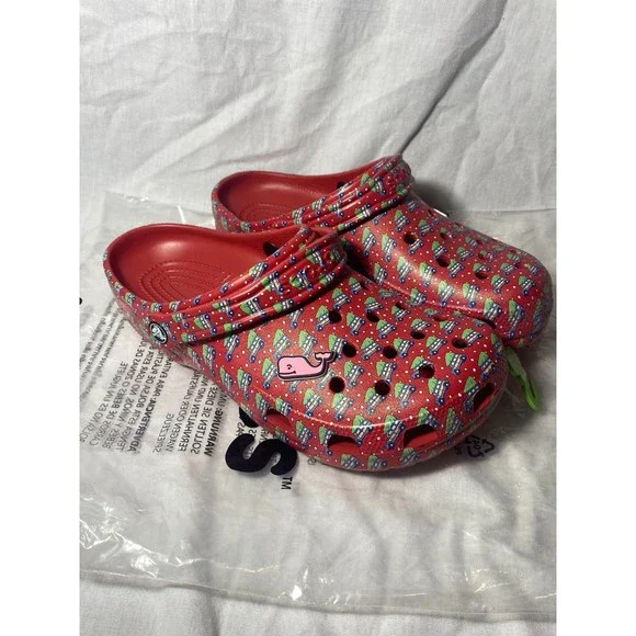 Vineyard Vines Crocs Red Size M9/W11 NWT Vineyard Vines X Crocs Holiday NWT Red Clogs With Jibbitz  main image 2
